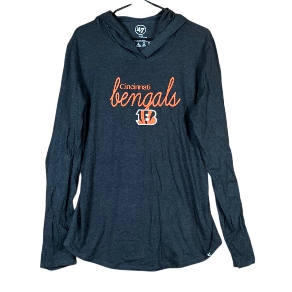 47 Womens Shirt NFL Charcoal Grey Cincinnati Bengals Sportswear Hooded XL